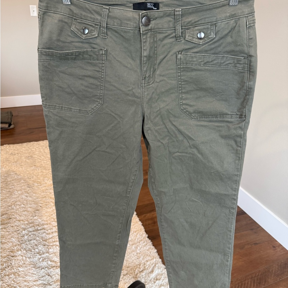 1822 Denim Olive Straight Leg Pants Size 14